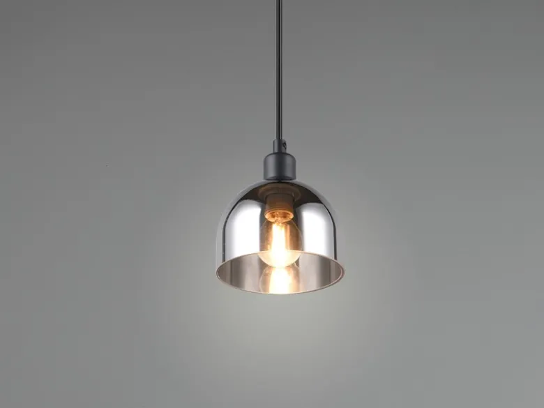 Pendelleuchte MOLLY Rauchglas Chrom verspiegelt, Ø 12cm
