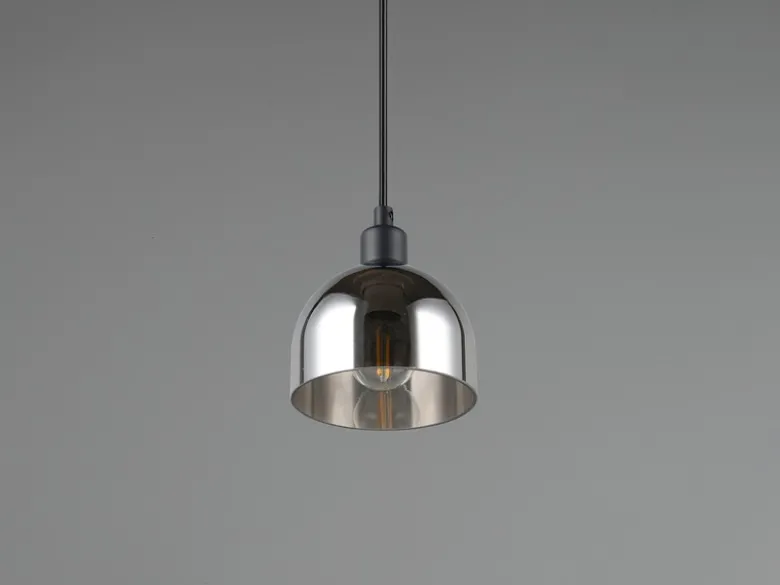 Pendelleuchte MOLLY Rauchglas Chrom verspiegelt, Ø 12cm