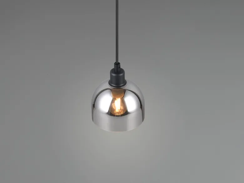 Pendelleuchte MOLLY Rauchglas Chrom verspiegelt, Ø 12cm