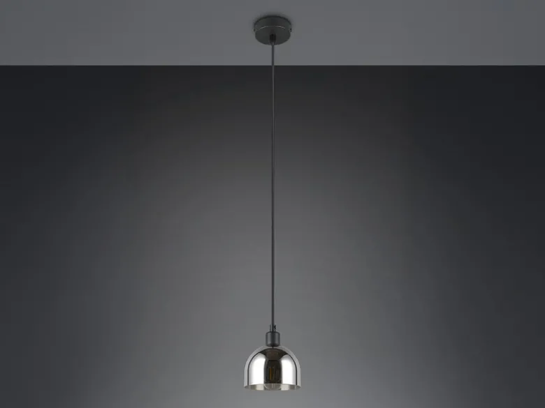Pendelleuchte MOLLY Rauchglas Chrom verspiegelt, Ø 12cm