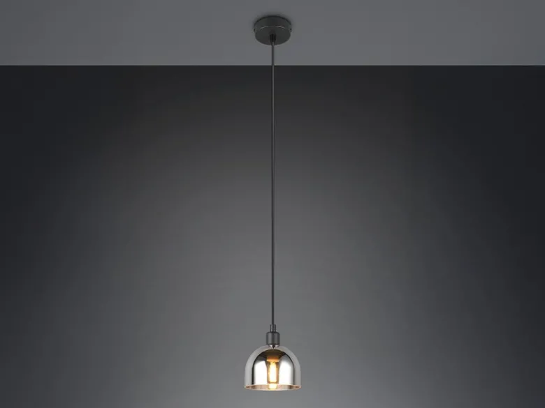 Pendelleuchte MOLLY Rauchglas Chrom verspiegelt, Ø 12cm