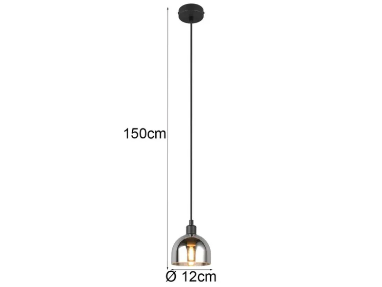 Pendelleuchte MOLLY Rauchglas Chrom verspiegelt, Ø 12cm