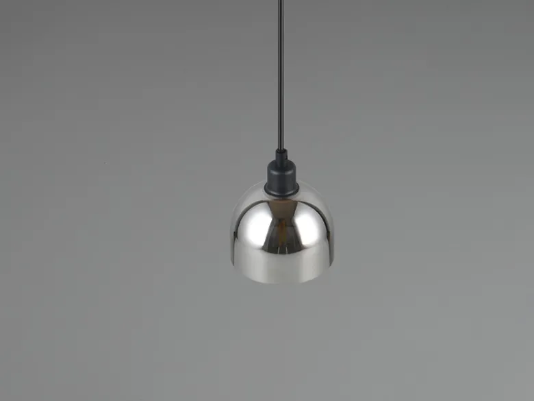 Pendelleuchte MOLLY Rauchglas Chrom verspiegelt, Ø 12cm