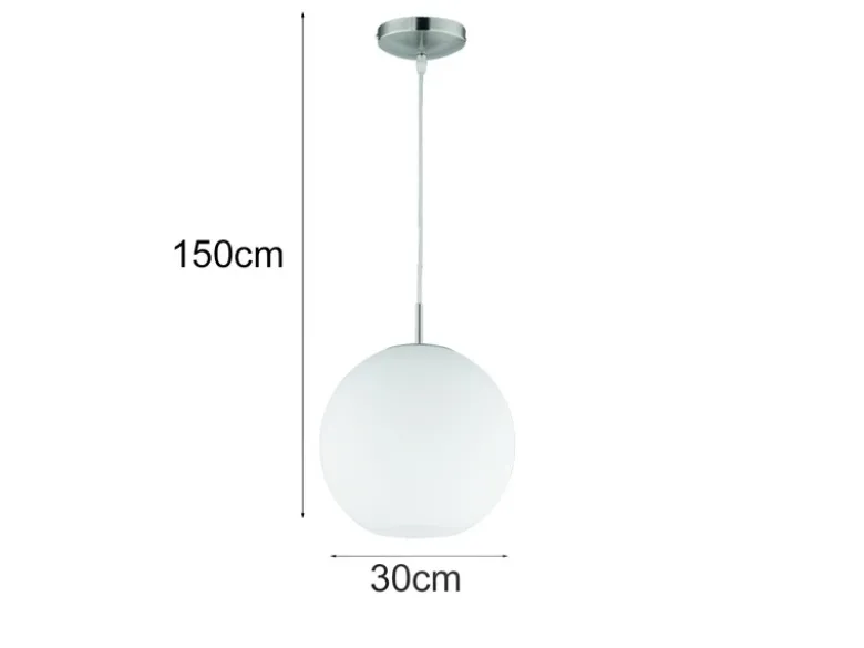 Pendelleuchte MOON 1-flammig mit Glaskugel Lampenschirm Opalglas, Ø 30cm
