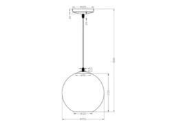Pendelleuchte MOON 1-flammig mit Glaskugel Lampenschirm Opalglas, Ø 25cm