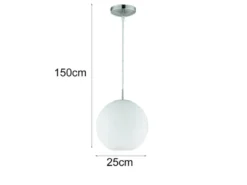 Pendelleuchte MOON 1-flammig mit Glaskugel Lampenschirm Opalglas, Ø 25cm