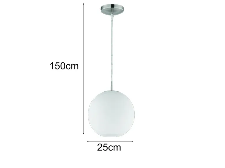 Pendelleuchte MOON 1-flammig mit Glaskugel Lampenschirm Opalglas, Ø 25cm
