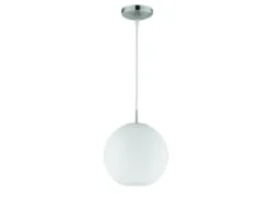 Pendelleuchte MOON 1-flammig mit Glaskugel Lampenschirm Opalglas, Ø 25cm