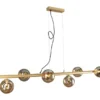 Pendelleuchte NEPTUN 6 flammig Messing & Amberglas, Breite 144cm