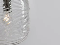 Pendelleuchte NEREIDE 2-flammig Wellenmuster Klarglas, Abhängung bis 250cm