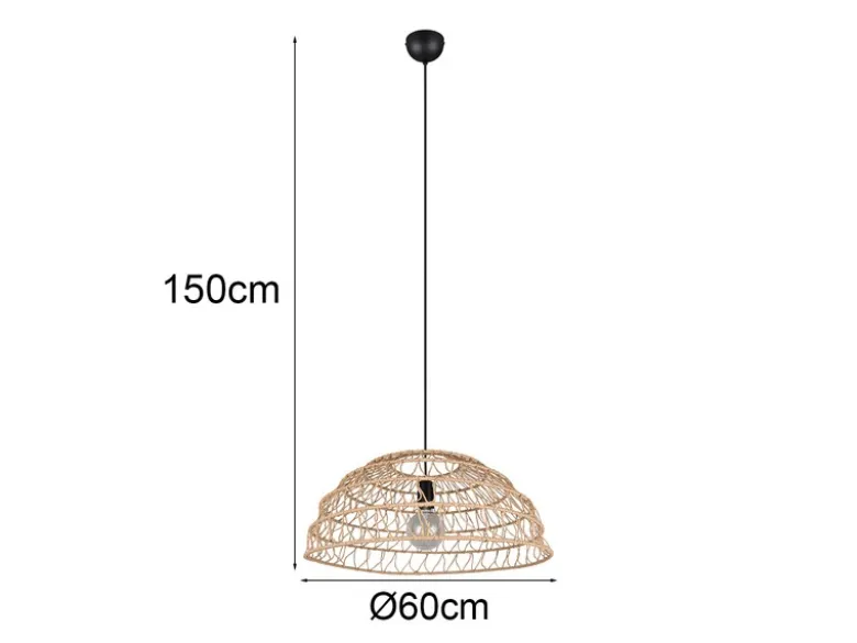 Pendelleuchte PAULETTE mit Makramee Lampenschirm aus Papiergarn, Ø 60cm