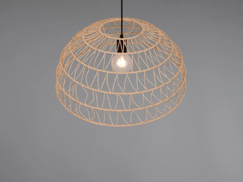 Pendelleuchte PAULETTE mit Makramee Lampenschirm aus Papiergarn, Ø 60cm