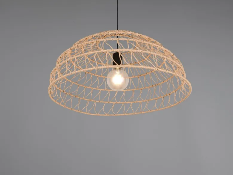 Pendelleuchte PAULETTE mit Makramee Lampenschirm aus Papiergarn, Ø 60cm