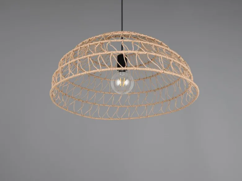 Pendelleuchte PAULETTE mit Makramee Lampenschirm aus Papiergarn, Ø 60cm