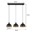 Pendelleuchte PUNCH 3-flammig Metall Schwarz Gold mit Drahtgeflecht, Breite 68cm