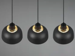 Pendelleuchte PUNCH 3-flammig Metall Schwarz Gold mit Drahtgeflecht, Breite 68cm
