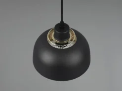 Pendelleuchte PUNCH 1-flammig Metall Schwarz Gold mit Drahtgeflecht, Ø 18cm