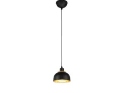 Pendelleuchte PUNCH 1-flammig Metall Schwarz Gold mit Drahtgeflecht, Ø 18cm