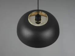 Pendelleuchte PUNCH 1-flammig Metall Schwarz Gold mit Drahtgeflecht, Ø 35cm