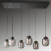 Pendelleuchte REGI mehrflammig mit 6 Glaskugeln aus Rauchglas, Breite 115cm