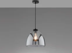 Pendelleuchte REN einflammig Lampenschirm Rauchglas Schwarz, Ø 28cm
