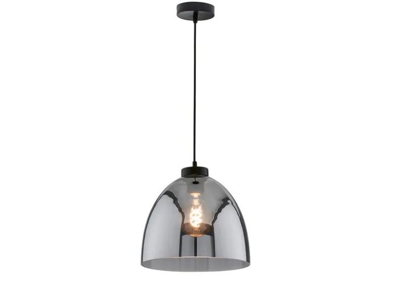 Pendelleuchte REN einflammig Lampenschirm Rauchglas Schwarz, Ø 28cm