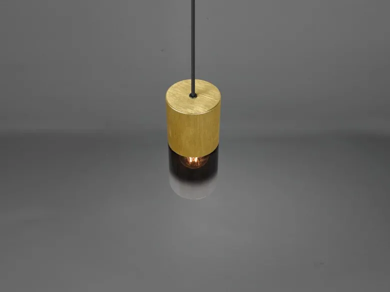 Pendelleuchte ROBIN 1-flammig Messing matt mit Rauchglas Schirm, Ø 10cm