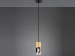 Pendelleuchte ROBIN 1-flammig Messing matt mit Rauchglas Schirm, Ø 10cm