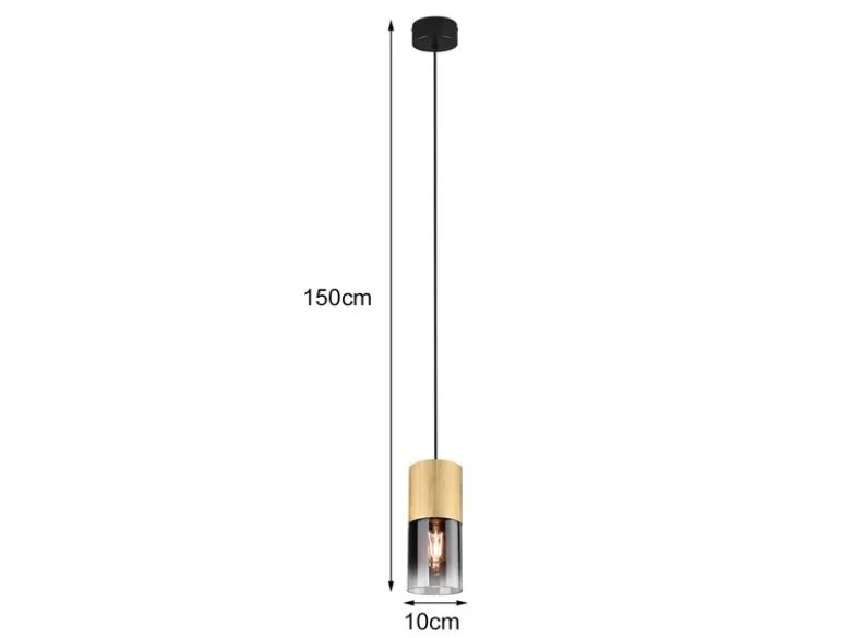 Pendelleuchte ROBIN 1-flammig Messing matt mit Rauchglas Schirm, Ø 10cm