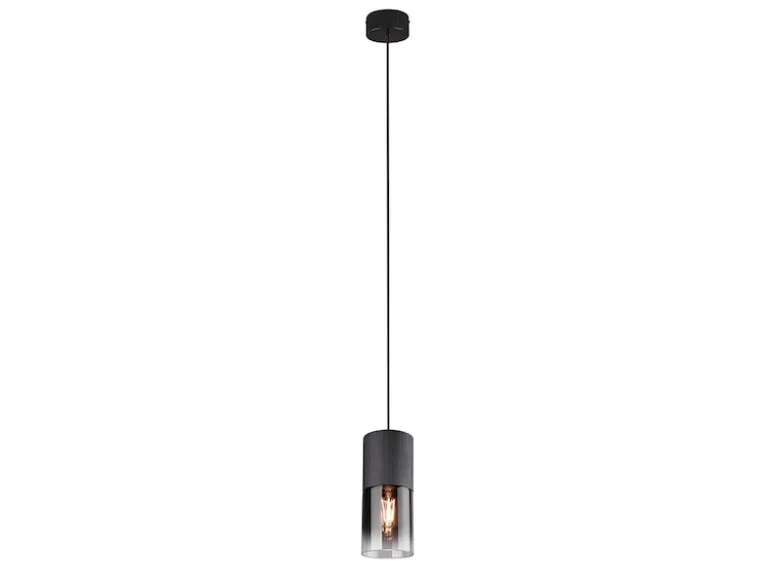 Pendelleuchte ROBIN mit Rauchglas 1-flammig Metall Schwarz, Ø 10cm