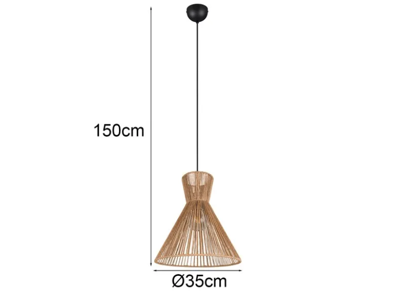 Pendelleuchte ROSALIE mit Lampenschirm aus braunem Papiergarn, Ø 35cm