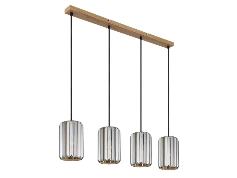 Pendelleuchte RUN 4-flammig mit Rauchglas Kristall, Breite 88cm