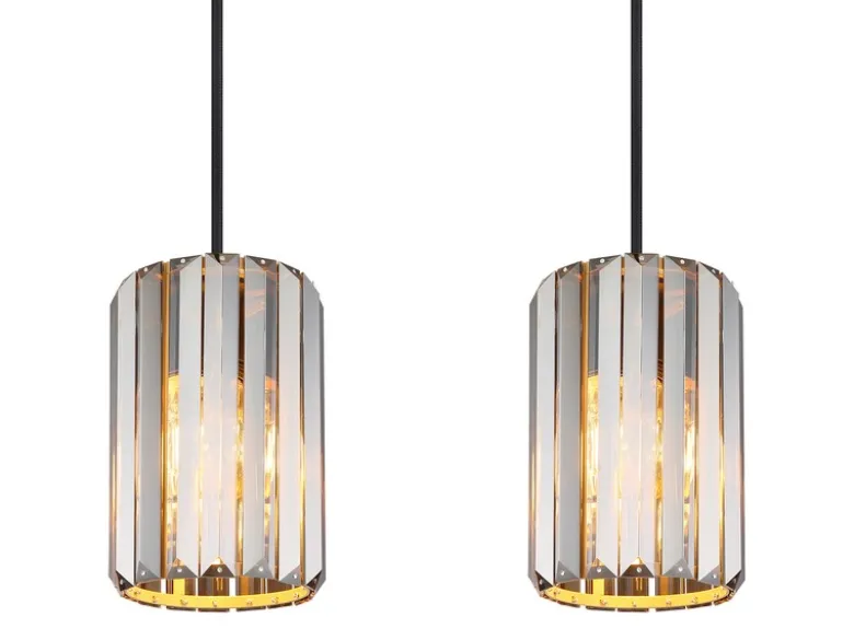 Pendelleuchte RUN 4-flammig mit Rauchglas Kristall, Breite 88cm
