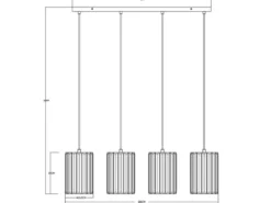 Pendelleuchte RUN 4-flammig mit Rauchglas Kristall, Breite 88cm
