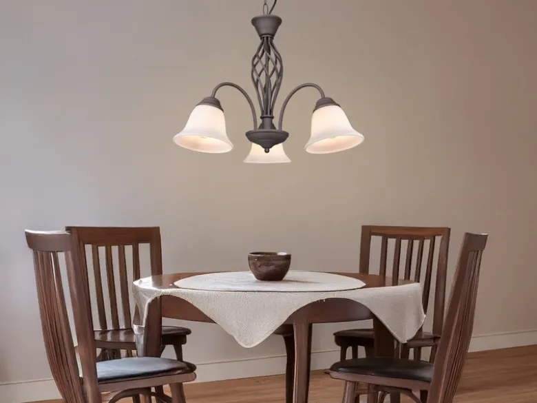 Pendelleuchte RUSTICA 3-flammig in Rostoptik mit Glasschirmen, Ø 55cm