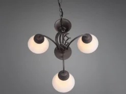 Pendelleuchte RUSTICA 3-flammig in Rostoptik mit Glasschirmen, Ø 55cm
