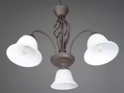 Pendelleuchte RUSTICA 3-flammig in Rostoptik mit Glasschirmen, Ø 55cm