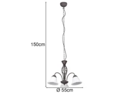 Pendelleuchte RUSTICA 3-flammig in Rostoptik mit Glasschirmen, Ø 55cm