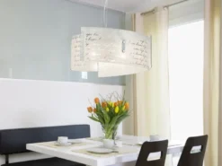 Pendelleuchte SIGNA Glas Lampenschirm mit Signatur Dekor, Ø 50cm