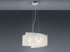 Pendelleuchte SIGNA Glas Lampenschirm mit Signatur Dekor, Ø 50cm