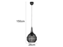 Pendelleuchte SORAYA mit Drahtgeflecht Lampenschirm Schwarz, Ø 26cm