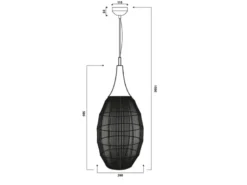 Pendelleuchte SORAYA mit Drahtgeflecht Lampenschirm Oval Schwarz, Ø 26cm