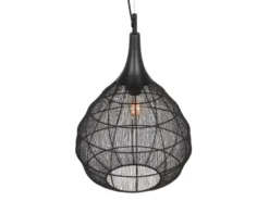 Pendelleuchte SORAYA mit Drahtgeflecht Lampenschirm Schwarz, Ø 42cm