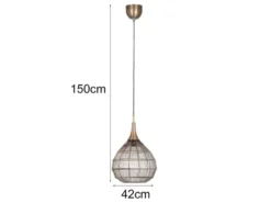 Pendelleuchte SORAYA mit Drahtgeflecht Lampenschirm Altmessing, Ø 42cm