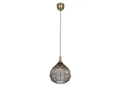 Pendelleuchte SORAYA mit Drahtgeflecht Lampenschirm Altmessing, Ø 42cm