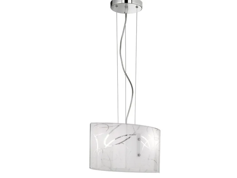 Pendelleuchte SPIRELLI mit satiniertem Glas Lampenschirm mit Dekor, B: 40cm
