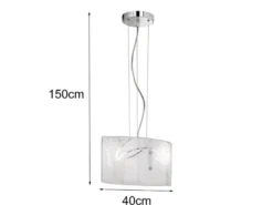 Pendelleuchte SPIRELLI mit satiniertem Glas Lampenschirm mit Dekor, B: 40cm