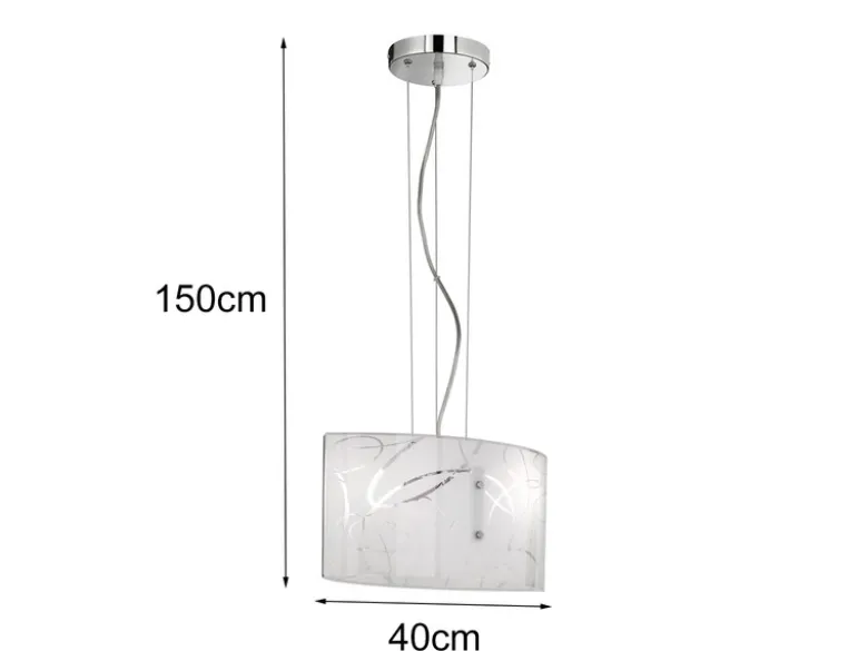 Pendelleuchte SPIRELLI mit satiniertem Glas Lampenschirm mit Dekor, B: 40cm