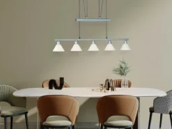Pendelleuchte STAMINA mit Glas 5-flammig höhenverstellbar 80-180cm, B:102cm