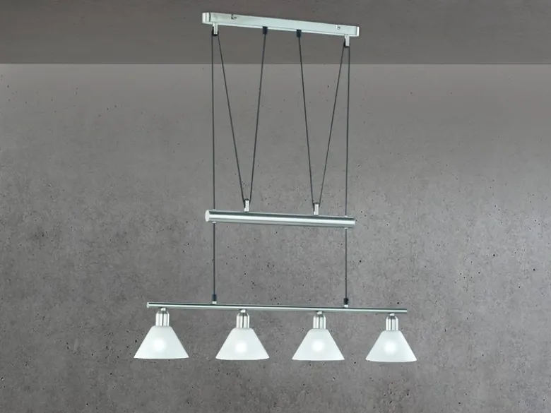 Pendelleuchte STAMINA mit Glas 4-flammig höhenverstellbar 80-180cm, B:80cm
